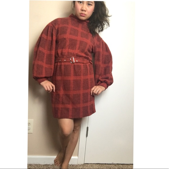 Free People Dresses & Skirts - Free People Sz 6 Plaids Bishop sleeve Midi- Dress